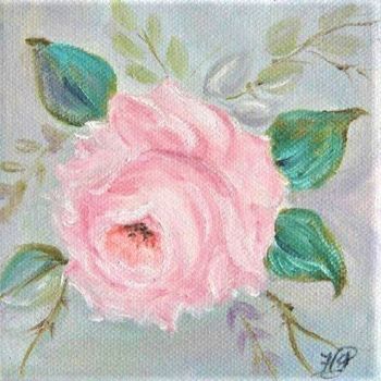 Malerei mit dem Titel "rose anglaise numér…" von Patricia Hyvernat, Original-Kunstwerk, Öl