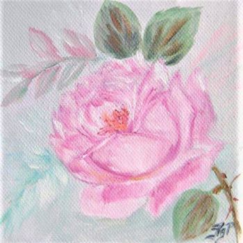 Ζωγραφική με τίτλο "rose anglaise numér…" από Patricia Hyvernat, Αυθεντικά έργα τέχνης, Λάδι