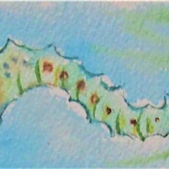 Malerei mit dem Titel "hippocampe - marque…" von Patricia Hyvernat, Original-Kunstwerk, Aquarell