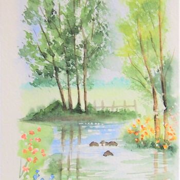 제목이 "la rivière - carte…"인 미술작품 Patricia Hyvernat로, 원작, 수채화