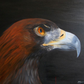 Pittura intitolato ""Falco"  aigle roya…" da Patricia Hyvernat, Opera d'arte originale, Olio Montato su Telaio per barella i…