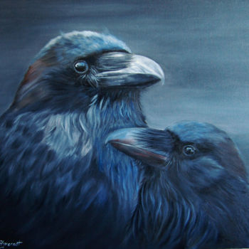 Peinture intitulée "Munin et Hugin mess…" par Patricia Hyvernat, Œuvre d'art originale, Huile