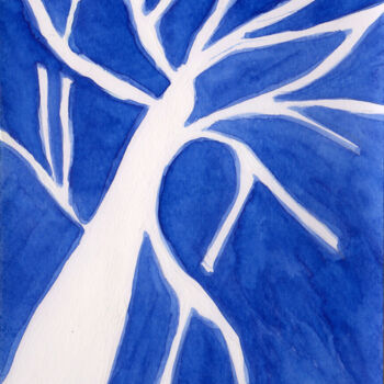 Painting titled "Arbre bleu" by Patricia Lardé, Original Artwork, Ink