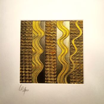 Collagen mit dem Titel ""feu -follet"" von Patricia Lei Ulvoas, Original-Kunstwerk