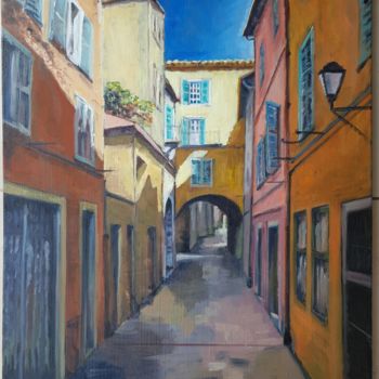 Peinture intitulée "Rue du poilu" par Patricia Lejeune, Œuvre d'art originale, Huile