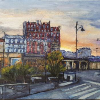 Painting titled "Gare de Nogent le P…" by Patricia Lejeune, Original Artwork, Oil