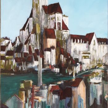 Painting titled "Auxerre" by Patricia Lejeune, Original Artwork, Oil