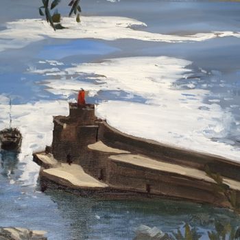 Peinture intitulée "L'entrée du port de…" par Patricia Lejeune, Œuvre d'art originale, Huile