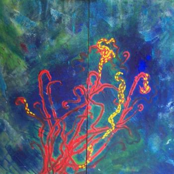 Painting titled "Sea fan" by Patricia Lévy, Original Artwork, Acrylic