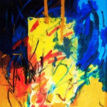 Peinture intitulée "La porte jaune" par Patricia Lévy, Œuvre d'art originale, Acrylique