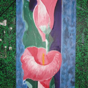 Peinture intitulée "l-arum-rose-2010.jpg" par Patricia Chareyron, Œuvre d'art originale