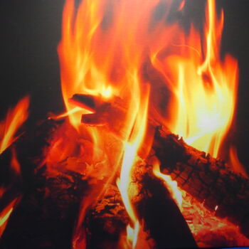 Photographie intitulée "feu de cheminée" par Patricia Saulais, Œuvre d'art originale, Photographie numérique