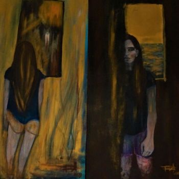 Peinture intitulée "Derrière le miroir,…" par Patricia Segond, Œuvre d'art originale, Acrylique