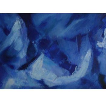 Painting titled "Masques bleus" by Patricia Spitz, Original Artwork