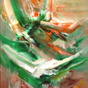 Peinture intitulée "Rose et vert" par Patricia Spitz, Œuvre d'art originale, Huile