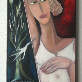 Peinture intitulée "MUJER EMBARAZADA" par Patricia Tobaldo, Œuvre d'art originale, Huile