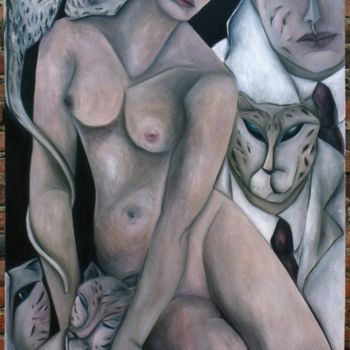 Pintura titulada "MUJER GUEPARDO" por Patricia Tobaldo, Obra de arte original, Oleo