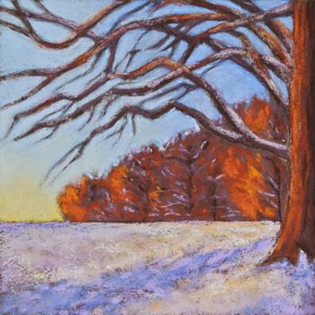 Malerei mit dem Titel "Abendliche Winterla…" von Patricia Vogt, Original-Kunstwerk, Pastell
