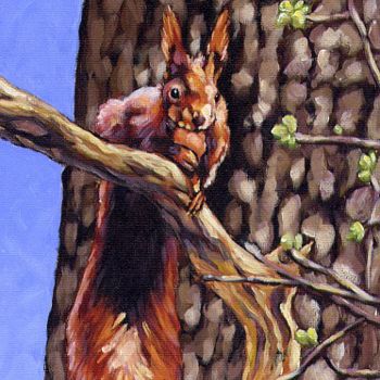 Malerei mit dem Titel "Eichhörnchen" von Patricia Vogt, Original-Kunstwerk, Acryl