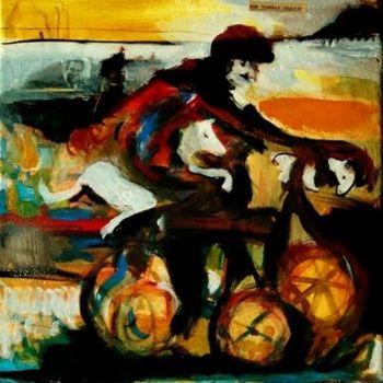 Painting titled "Bicicleta - 40 x 40…" by Patogarabato, Original Artwork