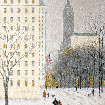 绘画 标题为“5th Avenue Winter” 由Patrick Antonelle, 原创艺术品, 油