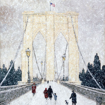 绘画 标题为“Brooklyn Bridge, 18…” 由Patrick Antonelle, 原创艺术品, 油