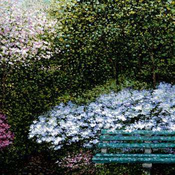Painting titled "Park Bench, Central…" by Patrick Antonelle, Original Artwork, Oil