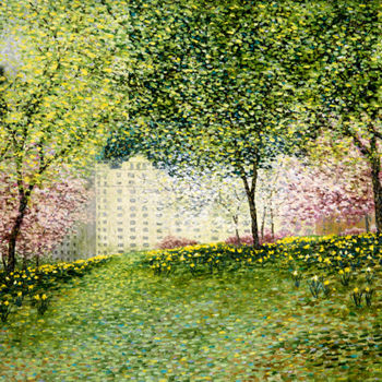 Peinture intitulée "Daffodil Hill, Cent…" par Patrick Antonelle, Œuvre d'art originale, Huile