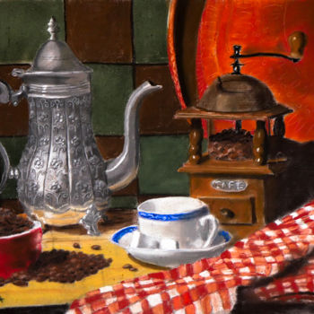 Peinture intitulée "Nature morte au caf…" par Patrick Bauquel, Œuvre d'art originale, Pastel