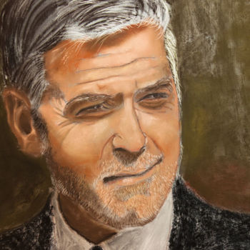 Painting titled "George Clooney Past…" by Patrick Bauquel, Original Artwork, Pastel
