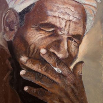 Painting titled "Egyptien à la cigar…" by Patrick Bauquel, Original Artwork, Pastel