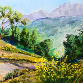 Painting titled "Sentier en Provence" by Patrick Bauquel, Original Artwork, Pastel