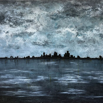Painting titled "Dark city" by Patrick Bel, Original Artwork, Acrylic