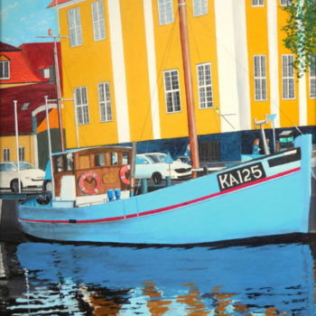 Painting titled "A COPENHAGUE" by Patrick Bigeon, Original Artwork, Acrylic Mounted on Cardboard