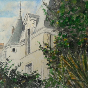 Painting titled "Chateau de Honguema…" by Patrick Bigeon, Original Artwork, Watercolor