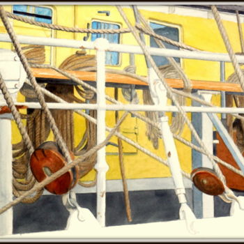 Peinture intitulée "Bateau Suedois" par Patrick Bigeon, Œuvre d'art originale, Aquarelle
