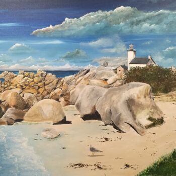 Painting titled "Phare de Brignogan" by Patrick Bigeon, Original Artwork, Acrylic