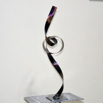 Скульптура под названием "Noeud perché" - Patrick Blandin, Подлинное произведение искусства, Нержавеющая сталь