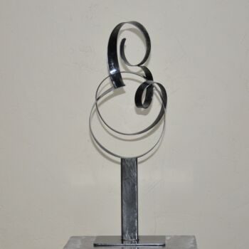 Sculpture titled "Vision sur l'au-delà" by Patrick Blandin, Original Artwork, Metals