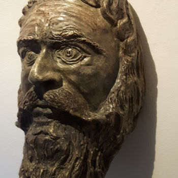 Skulptur mit dem Titel "Guerrier" von Patrick Bonnet, Original-Kunstwerk, Keramik