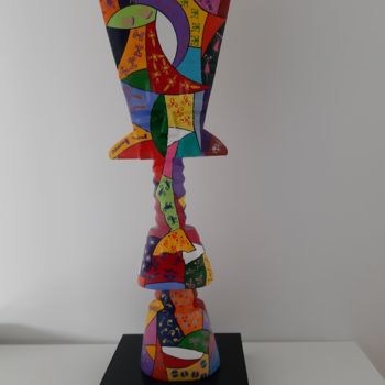 Sculpture titled "un accroc rouge" by Patrick Chaneac, Original Artwork, Acrylic