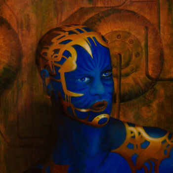 Pintura intitulada "Bleu" por Patrick Colombert, Obras de arte originais, Acrílico Montado em Armação em madeira