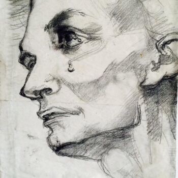 Drawing titled "L'homme qui pleure" by Patrick Couvet, Original Artwork, Chalk