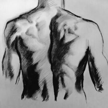 Drawing titled "DOS D’HOMME" by Patrick Couvet, Original Artwork, Charcoal