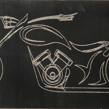 Printmaking titled "Design de Motos 3" by Patrick Cros, Original Artwork, Engraving