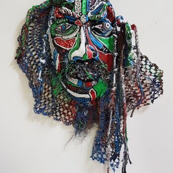 Skulptur mit dem Titel "Masque 1" von Patrick Danion (spasp), Original-Kunstwerk, Keramik