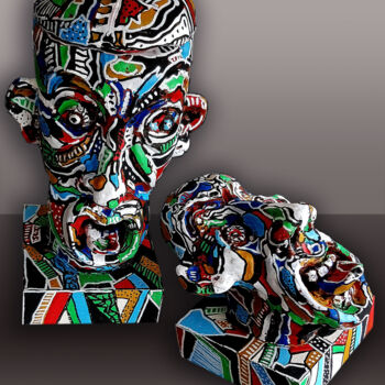 Sculpture intitulée "Têtes - face à face" par Patrick Danion (spasp), Œuvre d'art originale, Céramique