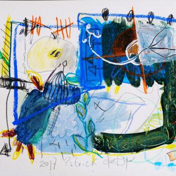 Pittura intitolato "Nuage rapiécé" da Patrick Deby, Opera d'arte originale, Acrilico