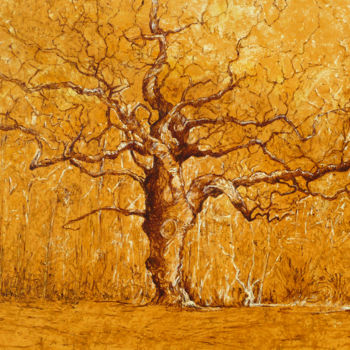 Painting titled "l'arbre tors" by Patrick Delahaye, Original Artwork, Oil