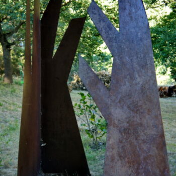 Sculpture titled "couple d'arbres" by Patrick Desombre, Original Artwork, Metals